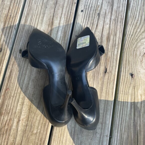 Nine West Mcfally Black Leather d'Orsay Bow Heels Size 6 - Picture 10 of 14